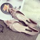Pointy-toe Bow-accent Block-heel Shoes