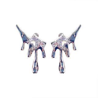 Melting Rhinestone Alloy Earring 1 Pair - Clip-on Earrings - Silver - One Size