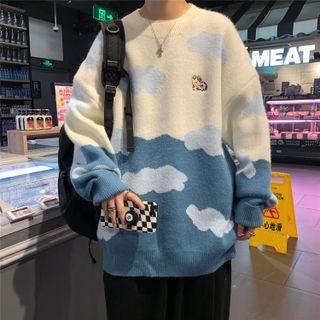 Cartoon Cow Embroidered Sweater