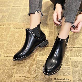 Faux Leather Rivet Ankle Boots