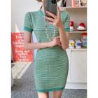 Jacquard Bodycon Mini Knit Dress Green - One Size