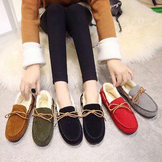 Bow-accent Fleece-lined Loafers