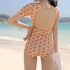 Floral Short-sleeve Swimsuit