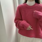 Rib-knit Sweater Pink - One Size