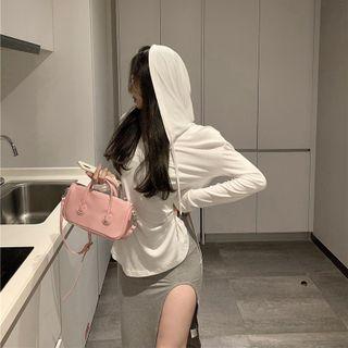 Long-sleeve Hooded T-shirt / Strappy Midi Sheath Dress