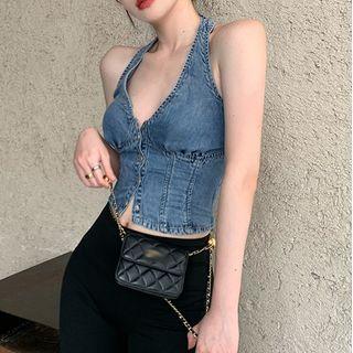 Denim Halter Camisole Top