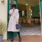 Capelet-collar Pintuck-cuff Wool Coat With Sash Ivory - One Size