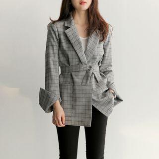 Tie-waist Check Jacket