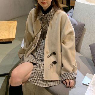Long-sleeve Plaid Shirt / Toggle-front Jacket