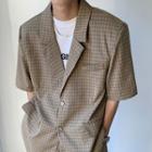 Short-sleeve Plaid Blazer / Dress Shorts / Set