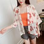 Floral Chiffon Light Jacket Floral - Off-white - One Size