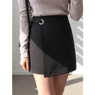 Wrap-front A-line Miniskirt