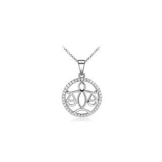 Fashion 925 Sterling Silver Libra Pendant With White Cubic Zircon And Necklace