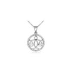 Fashion 925 Sterling Silver Libra Pendant With White Cubic Zircon And Necklace