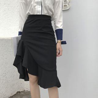 Plain Irregular Pencil Skirt