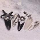Faux Crystal Heart Lace Bow Nail Art Decoration