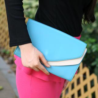 Contrast Trim Envelop Handbag Sky Blue - One Size