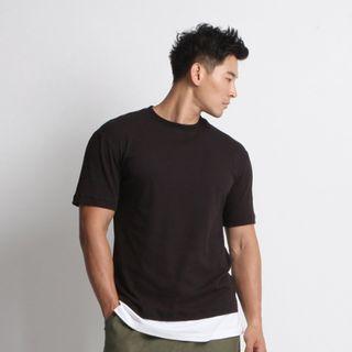 Layered-hem Plain T-shirt