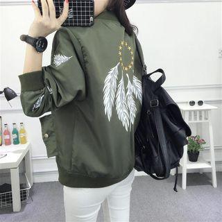 Feather Print Zip Jacket