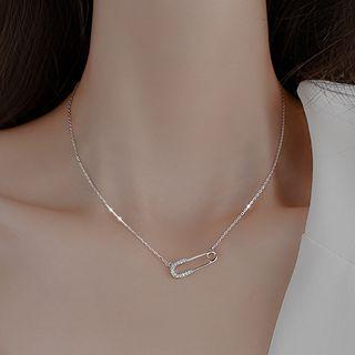 Safety Pin Pendant Sterling Silver Choker