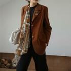 Plain Velvet Jacket / Patterned Silk Scarf