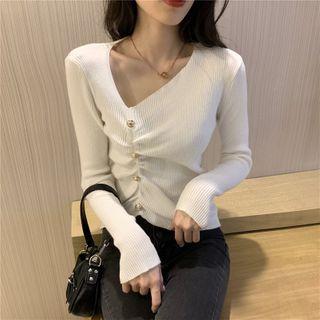 Asymmetric Shirred Knit Top