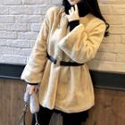 Open-front Furry Jacket With Belt