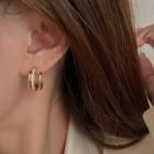 Layered Alloy Hoop Earring 1 Pair - Silver Needle - Gold - One Size