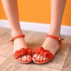 Bow Faux-suede Flat Sandals