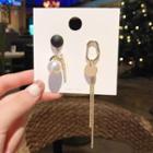 Non-matching Faux Pearl & Chain Dangle Earring 1 Pair - E1502 - Gold - One Size