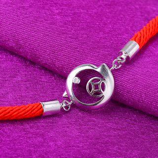 925 Sterling Silver Coin Red String Bracelet