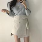 Plain T-shirt / Asymmetric Mini Skirt