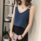 V-neck Double Spaghetti-strap Hoop Top
