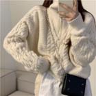 Cable Knit Half-zip Sweater Almond - One Size