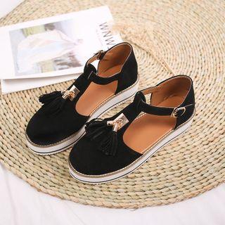 Round-toe Tassleed Ankle-strap Sandals
