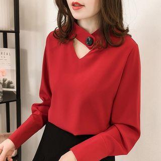 Long-sleeve Chiffon Blouse / Long-sleeve Dog Print T-shirt