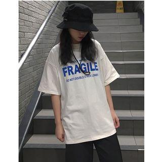 Couple Matching Lettering Short-sleeve T-shirt White - One Size