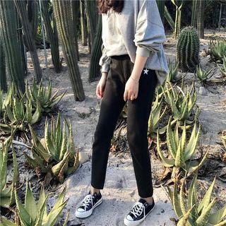 Star-printed Cropped Straight-fit Sweatpants
