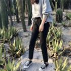 Star-printed Cropped Straight-fit Sweatpants