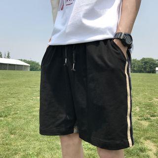 Plaid Panel Drawstring Shorts