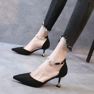 Ankle Strap Pointed Kitten-heel Sandals