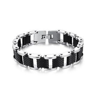 Fashion Personality Locomotive Chain Silicone 316l Stainless Steel Bracelet Silver - One Size