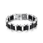 Fashion Personality Locomotive Chain Silicone 316l Stainless Steel Bracelet Silver - One Size