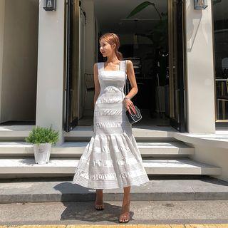 Tiered Linen Maxi Mermaid Dress