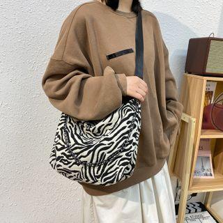Zebra Print Zip Crossbody Bag