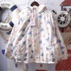Bear Embroidered Fleece Hooded Zip Jacket Off-white - One Size