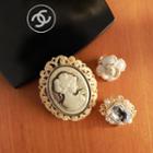 Set Of 3: Metal Brooch Gold - One Size