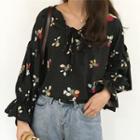 Floral Print Puff-sleeve Blouse