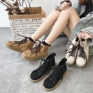 Platform Fleece-lined Lace-up Ankle Boots