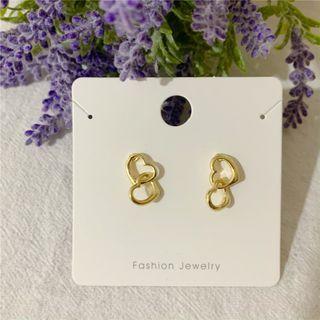 Heart Alloy Dangle Earring 348 - 1 Pair - Stud Earring - Gold - One Size